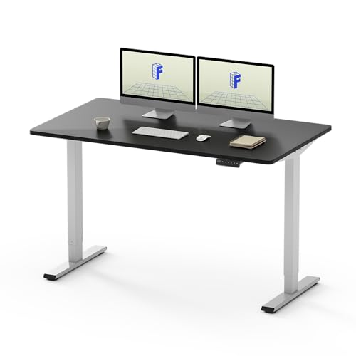 FLEXISPOT EF1 Elektrisch Höhenverstellbarer Schreibtisch (140 x 80 cm) mit Tischplatte 2-Fach-Teleskop, Sitz- & Stehpult mit Memory-Steuerung (schwarz, weiß Gestell) von FLEXISPOT