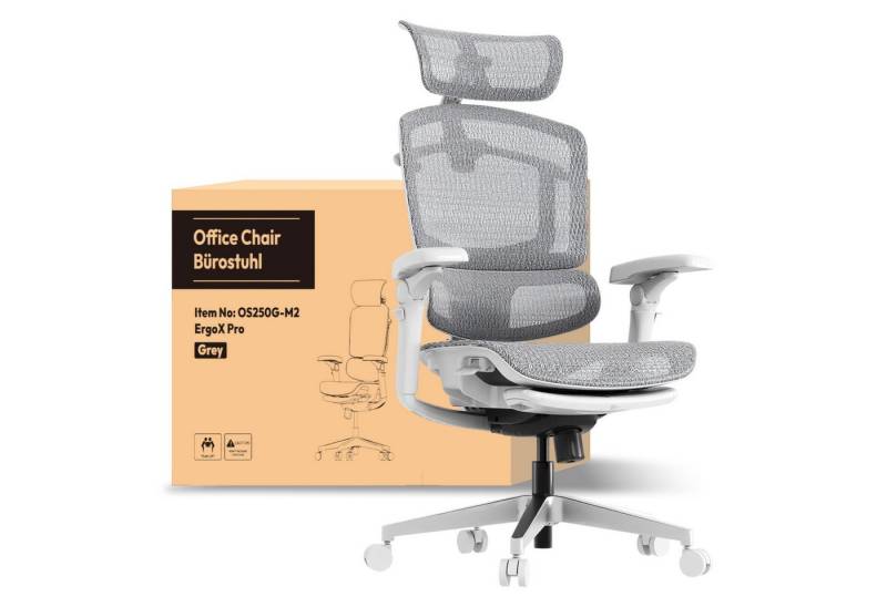 FLEXISPOT Bürostuhl ErgoX, Schreibtischstuhl Premium Ergonomischer (mit 7D-Armlehnen, 5D-Lendenstütze, 4D-Kopfstütze), Netzsitz Schreibtischstuhl mit Fußstütze, 250 kg Belastbarkeit von FLEXISPOT