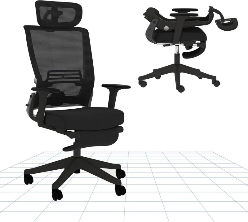 FLEXISPOT Bürostuhl Foldex Ergonomischer Bürostuhl – Ideal für Büro & Mittagspause (2D-Kopfstütze, Schreibtischstuhl mit Fußstütze – Perfekt für Home-Office & Entspannung), Faltbar, in verschiedenen Farben erhältlich, 90°-135° neigbar von FLEXISPOT
