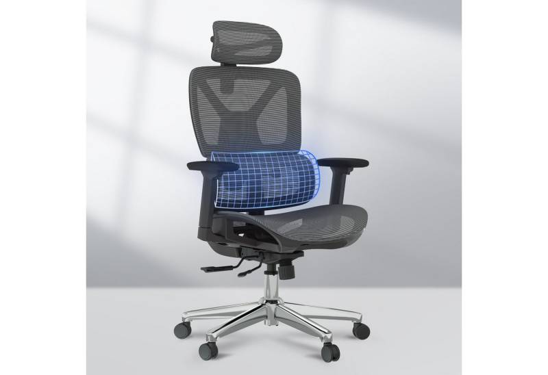 FLEXISPOT Bürostuhl Schreibtischstuhl Premium Ergonomischer (Rückenlehne verstellbar 90°-135°, 3D-Armlehnen, 3D-Kopfstütze, 5D-verstellbare Rückenlehne), ERGOX, Chef-Mesh-Bürostuhl, Computer-Bürostuhl, 130KG Tragkraft von FLEXISPOT