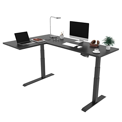 FLEXISPOT E3LB Winkelschreibtisch Eckschreibtisch elektrisch höhenverstellbar Bürotisch mit 2 Motoren (160x100 cm, Schwarz-3 Fach) von FLEXISPOT