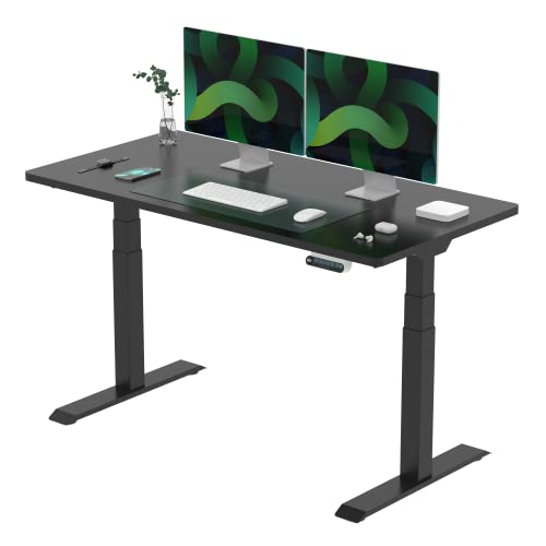 FLEXISPOT E6 Elektrisch höhenverstellbarer Schreibtisch 140x70 cm | Ergonomischer Steh-Sitz Tisch mit Memory Funktion | Beugt Rückenschmerzen vor & Macht produktiver (Schwarz, Gestell Schwarz) von FLEXISPOT