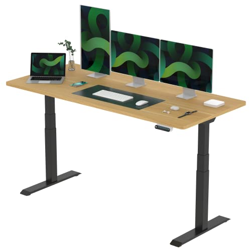 FLEXISPOT E6 Elektrisch höhenverstellbarer Schreibtisch 180x80 cm | Ergonomischer Steh-Sitz Tisch mit Memory Funktion | Beugt Rückenschmerzen vor & Macht produktiver (Ahorn, Gestell Schwarz) von FLEXISPOT