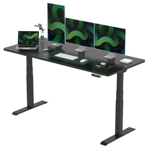 FLEXISPOT E6 Elektrisch höhenverstellbarer Schreibtisch 180x80 cm | Ergonomischer Steh-Sitz Tisch mit Memory Funktion | Beugt Rückenschmerzen vor & Macht produktiver (Schwarz, Gestell Schwarz) von FLEXISPOT