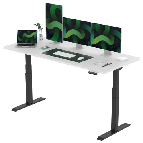 FLEXISPOT E6 Elektrisch höhenverstellbarer Schreibtisch 180x80 cm | Ergonomischer Steh-Sitz Tisch mit Memory Funktion | Beugt Rückenschmerzen vor & Macht produktiver (Weiß, Gestell Schwarz) von FLEXISPOT