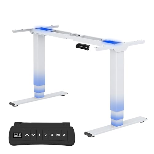 FLEXISPOT Höhenverstellbarer Schreibtisch Elektrisch Tischgestell mit 2 starken Motoren, Super Belastung 160KG, 3-Fach-Teleskop, Memory-Steuerung, LED Höhenanzeige (PRO Weiß) von FLEXISPOT