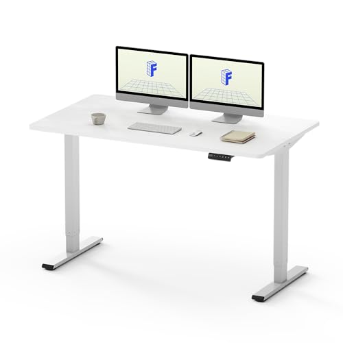 FLEXISPOT EF1 140x80cm Elektrisch Höhenverstellbarer Schreibtisch - Schnelle Montage, Memory-Handsteuerung - Sitz-Stehpult für Büro & Home-Office (weiß, weiß Gestell) von FLEXISPOT