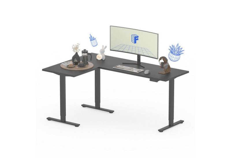 FLEXISPOT Eckschreibtisch Q1/Q3L L-Computertisch (4 Höhen-Speicherplätze & Anti-Kollisionssystem & Geräuschlos), Höhenverstellbarer L-Form Schreibtisch 180 x 120 cm von FLEXISPOT