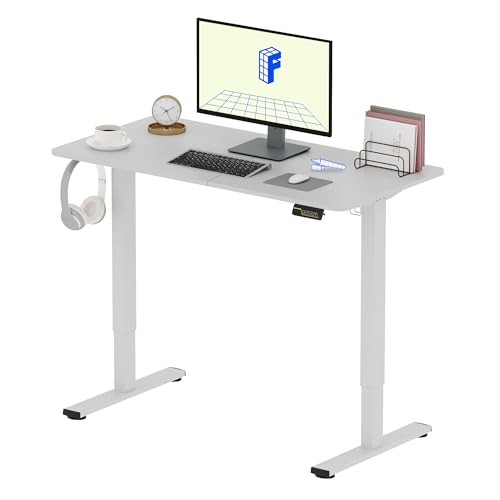 FLEXISPOT Elektrischer Höhenverstellbarer Schreibtisch 120 x 60 cm, Ergonomischer Tischplatte, Steh-Sitz Tisch Computertisch, einfache Montage, Adjustable Desk(weiß) von FLEXISPOT