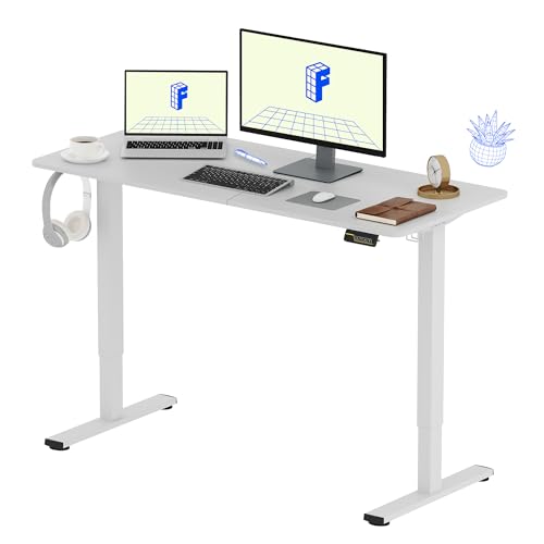 FLEXISPOT Elektrischer Höhenverstellbarer Schreibtisch 140 x 60 cm, Ergonomischer Tischplatte, Steh-Sitz Tisch Computertisch, einfache Montage, Adjustable Desk(weiß) von FLEXISPOT