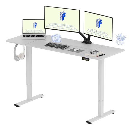 FLEXISPOT Elektrischer Höhenverstellbarer Schreibtisch 160 x 60 cm, Ergonomischer Tischplatte, Steh-Sitz Tisch Computertisch, einfache Montage, Adjustable Desk(weiß) von FLEXISPOT