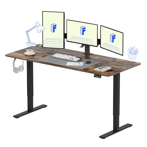 FLEXISPOT Elektrischer Höhenverstellbarer Schreibtisch 180 x 80 cm, Ergonomischer Tischplatte, Steh-Sitz Tisch Computertisch, einfache Montage, Adjustable Desk(braun) von FLEXISPOT