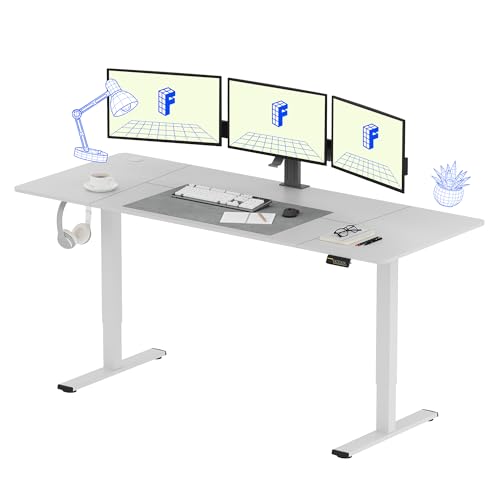 FLEXISPOT Elektrischer Höhenverstellbarer Schreibtisch 200 x 80 cm, Ergonomischer Tischplatte, Steh-Sitz Tisch Computertisch, einfache Montage, Adjustable Desk(weiß) von FLEXISPOT