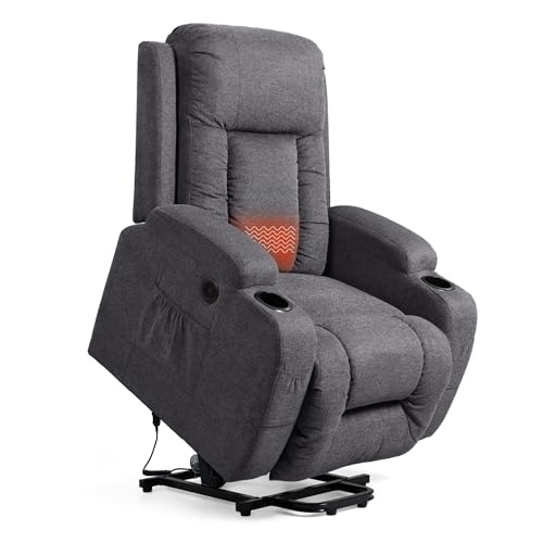 FLEXISPOT Elektrischer Relaxsessel, Massagesessel, Aufstehsessel, Schlafsessel, Fernsehsesssel, Liegesessel mit Aufstehhilfe, Heizfunktion (Grau) von FLEXISPOT