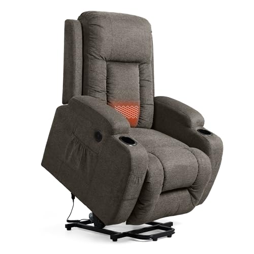 FLEXISPOT Elektrischer Relaxsessel, Massagesessel, Aufstehsessel, Schlafsessel, Fernsehsesssel, Liegesessel mit Aufstehhilfe, Heizfunktion (Hellbraun) von FLEXISPOT