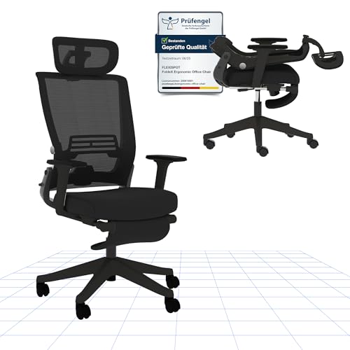 FLEXISPOT Ergonomischer Bürostuhl, Foldex, klappbarer Bürostuhl für Kleine Räume mit Lendenwirbelstütze, Höhenverstellbaren Armlehnen, 2D Kopfstütze, Schreibtischstühle mit Fußstütze für Homeoffice FLEXISPOT Ergonomischer Bürostuhl, Foldex, klappbarer Bürostuhl für Kleine Räume mit Lendenwirbelstütze, Höhenverstellbaren Armlehnen, 2D Kopfstütze, Schreibtischstühle mit Fußstütze für Homeoffice von FLEXISPOT