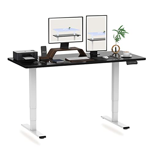 FLEXISPOT Höhenverstellbarer Schreibtisch Elektrisch, 3-Fach Teleskop & Dual-Motor, Belastbarkeit 160 KG, Bürotisch mit Memory-Funktion&Anti-Kollisionssystem(140 x 80 cm Schwarz, Gestell Weiß) von FLEXISPOT