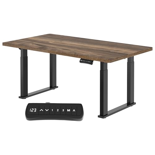 FLEXISPOT Höhenverstellbarer Schreibtisch 180 x 80 cm, Doppelmotor, 3 Memory-Positionen und Sitzerinnerung – perfekt fürs Büro und gemütliche Zusammenkünfte, Schwarz+Braun von FLEXISPOT