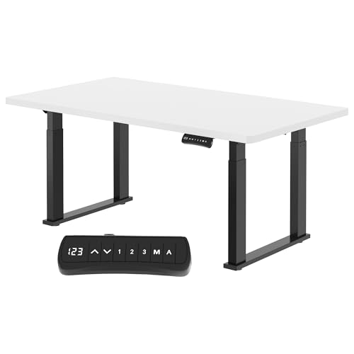 FLEXISPOT Höhenverstellbarer Schreibtisch 180 x 80 cm, Doppelmotor, 3 Memory-Positionen und Sitzerinnerung – perfekt fürs Büro und gemütliche Zusammenkünfte, Schwarz+Weiß von FLEXISPOT