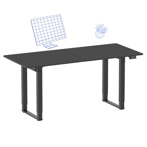 FLEXISPOT Höhenverstellbarer Schreibtisch, 180x80 cm, 4 Beine, 2 Motoren, mit LED-Display und Memory-Funktion, nutzbar als Konferenztisch, Esstisch, in Schwarz von FLEXISPOT