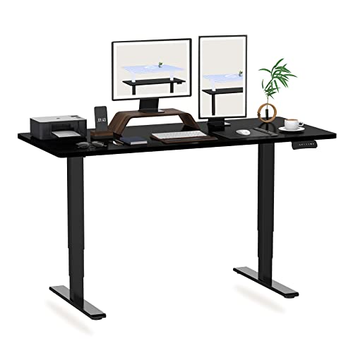 FLEXISPOT Höhenverstellbarer Schreibtisch 200 x 80 cm - 3-Fach-Teleskop&Dual-Motor - Schreibtisch mit Memory-Steuerung und Softstart/-Stop - niedriger energieverbrauch (Schwarz, Gestell Schwarz) von FLEXISPOT