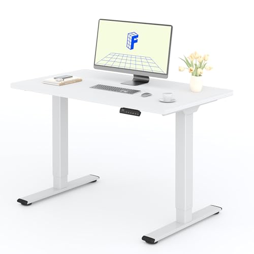 FLEXISPOT Höhenverstellbarer Schreibtisch mit 2 Motoren & 25MM einteiliger Tischplatte,ergonomischer Bürotisch - 120 x 80 cm Weiß, weißes Gestell von FLEXISPOT