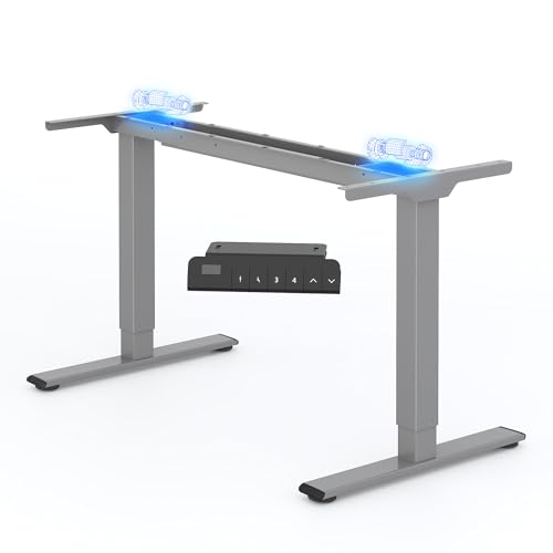 FLEXISPOT Höhenverstellbarer Schreibtisch Gestell, Elektrisch Tischbeine mit 2 Motoren & LED-Höhenanzeige & 4 Speicherfunktionen, höhenverstellbares Tischgestell E1 PRO, Grau von FLEXISPOT