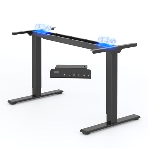 FLEXISPOT Höhenverstellbarer Schreibtisch Gestell, Elektrisch Tischbeine mit 2 Motoren & LED-Höhenanzeige & 4 Speicherfunktionen, höhenverstellbares Tischgestell E1 PRO, Schwarz von FLEXISPOT