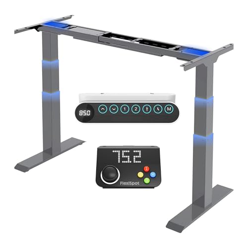 FLEXISPOT Höhenverstellbarer Schreibtisch Gestell, elektrisch mit 2 Motoren, 3-stufig höhenverstellbar, mit LED-Höhenanzeige & Speicherfunktion, bis 160 kg belastbar (E6+Flex-Pad Steuerung, Grau) FLEXISPOT Höhenverstellbarer Schreibtisch Gestell, elektrisch mit 2 Motoren, 3-stufig höhenverstellbar, mit LED-Höhenanzeige & Speicherfunktion, bis 160 kg belastbar (E6+Flex-Pad Steuerung, Grau) von FLEXISPOT