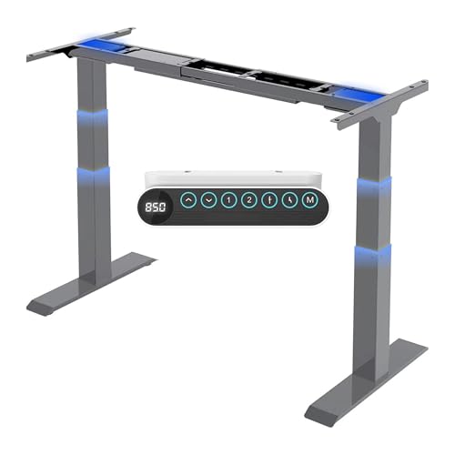 FLEXISPOT Höhenverstellbarer Schreibtisch Gestell, elektrisch mit 2 Motoren, 3-stufiges Tischgestell höhenverstellbar mit 4 Memory-Steuerung & USB, Belastbar bis 160 KG (E6 Premium Grau) von FLEXISPOT