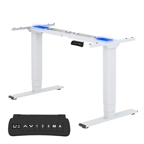 FLEXISPOT Höhenverstellbarer Schreibtisch Gestell, elektrisch mit 2 Motoren, 3-stufiges Tischgestell höhenverstellbar mit Memory-Steuerung & & Sitz-Erinnerung, bis 160 kg belastbar (Weiß) von FLEXISPOT