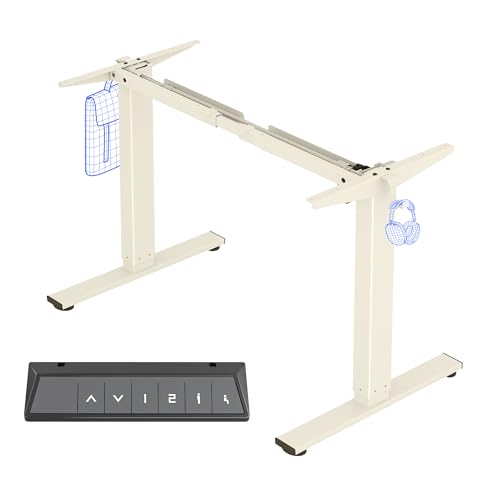FLEXISPOT Höhenverstellbarer Schreibtisch Gestell mit 2 Haken und Höhenmemory-Funktion & LED-Höhenanzeige, Elektrisch höhenverstellbare Tischbeine (Mousse) von FLEXISPOT