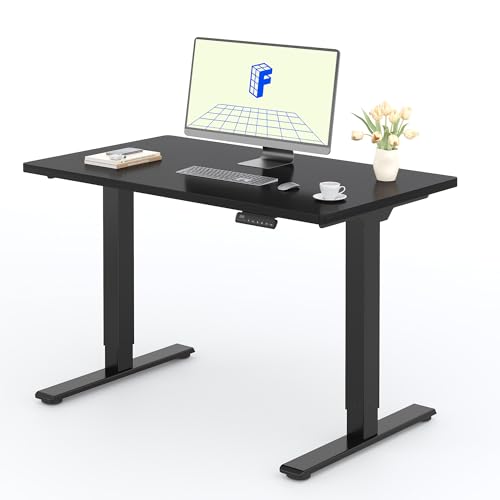 FLEXISPOT Höhenverstellbarer Schreibtisch mit 2 Motoren & 25MM einteiliger Tischplatte,ergonomischer Bürotisch - 120 x 60 cm Schwarz, schwarzes Gestell von FLEXISPOT