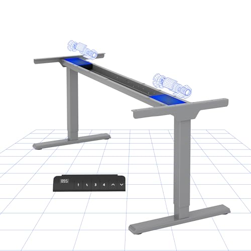 FLEXISPOT Höhenverstellbarer Schreibtisch mit Doppel-Motor, LED-Anzeige und 4 Speicherplätzen, Höhe verstellbar von 70 bis 119 cm, Tragkraft 100 kg, Grau von FLEXISPOT
