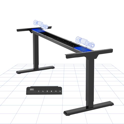 FLEXISPOT Höhenverstellbarer Schreibtisch mit Doppel-Motor, LED-Anzeige und 4 Speicherplätzen, Höhe verstellbar von 70 bis 119 cm, Tragkraft 100 kg, Schwarz von FLEXISPOT