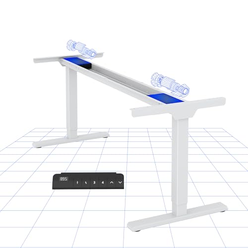 FLEXISPOT Höhenverstellbarer Schreibtisch mit Doppel-Motor, LED-Anzeige und 4 Speicherplätzen, Höhe verstellbar von 70 bis 119 cm, Tragkraft 100 kg, Weiß von FLEXISPOT