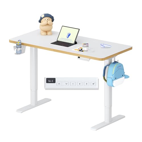 FLEXISPOT Kinderschreibtisch, elektrisch höhenverstellbar Schreibtisch, für Kinder ab 6 Jahren, mit LED-Höhenanzeige, 3 Speicherplätzen, Kindersicherung und Ergonomischer Tischplatte 110 x 52 cm von FLEXISPOT