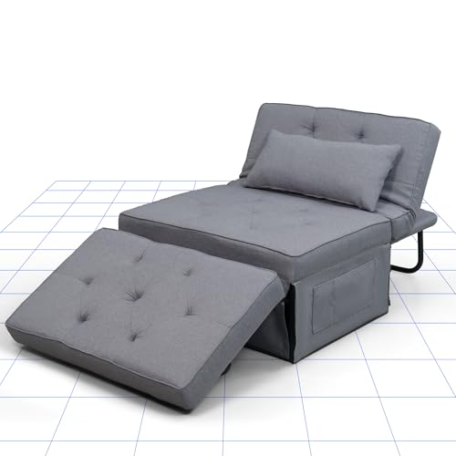 FLEXISPOT Klappsofa mit Bettfunktion, 191 x 69 x 35 cm, DREI Erweiterungsmodi, integrierter Stauraum, geeignet für Wohnzimmer und Schlafzimmer, Tragkraft 300 kg (grau) von FLEXISPOT