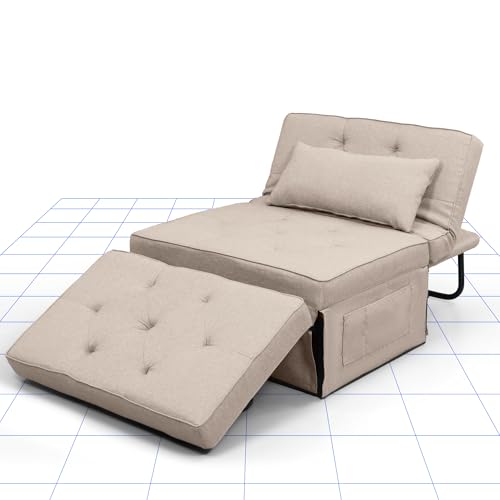 FLEXISPOT Klappsofa mit Bettfunktion, 191 x 69 x 35 cm, DREI Erweiterungsmodi, integrierter Stauraum, geeignet für Wohnzimmer und Schlafzimmer, Tragkraft 300 kg (weißlich) von FLEXISPOT