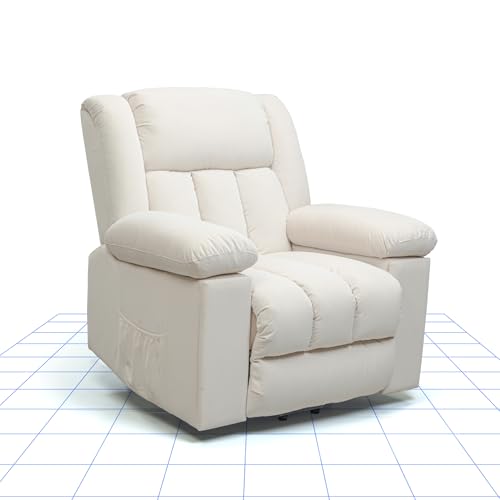 FLEXISPOT Relaxsessel, Aufstehsessel mit versteckter Becherhalter & Armlehnen-Aufbewahrung, Massagesessel mit Heizungfunktion im Wohnzimmer, Fernsehsessel für Senioren, Liegesessel mit USB (Weiß) von FLEXISPOT