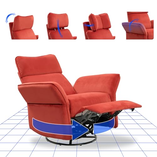 FLEXISPOT Relaxsessel, Elektrischer Sessel mit Liegefunktion, Drehsessel mit Rocking, 3D Kopfstütze, verstellbare Armlehnen, Fernsehsessel mit verstellbare Rückenlehne im Wohnzimmer (Rot) von FLEXISPOT