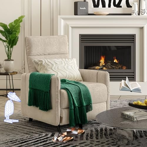 FLEXISPOT Relaxsessel, Pushback, Fernsehsessel mit Liegefunktion, Verstellbarer Schlafsessel im Wohnzimmer, Sessel im Schlafzimmer, Beige von FLEXISPOT