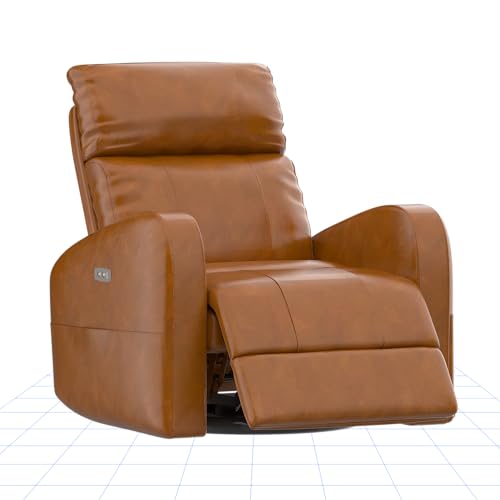 FLEXISPOT Relaxsessel, Rockingsessel, Drehbarer Liegesessel, Schlafsessel, Elektrischer Fernsehsesssel, Sessel verstellbar mit USB, für Senioren und stillende Mutter (Orange-Kunstleder) von FLEXISPOT