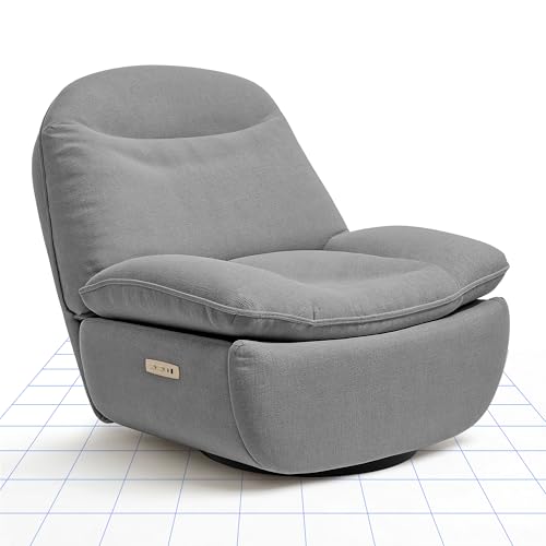 FLEXISPOT Relaxsessel, XR6, Elektrischer Sessel, Schlafsessel mit USB, Drehsessel mit Rocking, Liegesessel im Wohnzimmer, Fernsehsessel mit verstellbare Rückenlehne, Ruhesessel (Grau) von FLEXISPOT