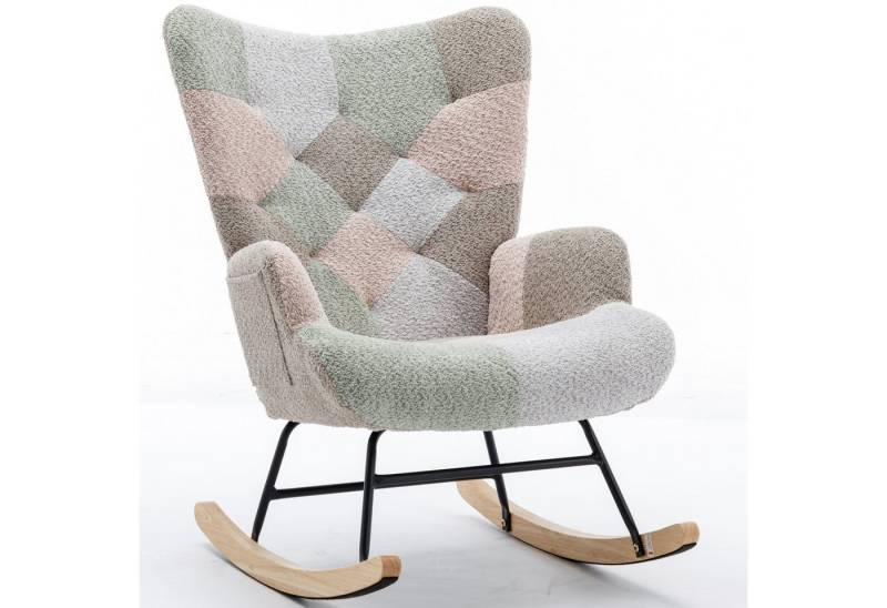 FLEXISPOT Schaukelstuhl Schaukelstuhl mit Hoher Rückenlehne & Fußstütze (Moderner Schwingsessel mit Holzkufen), Gepolsterter Relaxsessel für Wohnzimmer & Schlafzimmer von FLEXISPOT