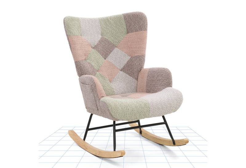 FLEXISPOT Schaukelstuhl mit Hoher Rückenlehne & Fußstütze, Relaxsessel, Schaukelsessel (Moderner Schwingsessel mit Holzkufen, mit Seitentasche), Gepolsterter Relaxsessel für Wohnzimmer & Schlafzimmer von FLEXISPOT