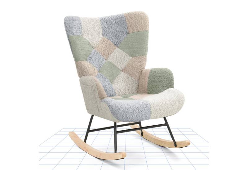 FLEXISPOT Schaukelstuhl mit Hoher Rückenlehne & Fußstütze, Relaxsessel, Schaukelsessel (Moderner Schwingsessel mit Holzkufen, mit Seitentasche), Gepolsterter Relaxsessel für Wohnzimmer & Schlafzimmer von FLEXISPOT