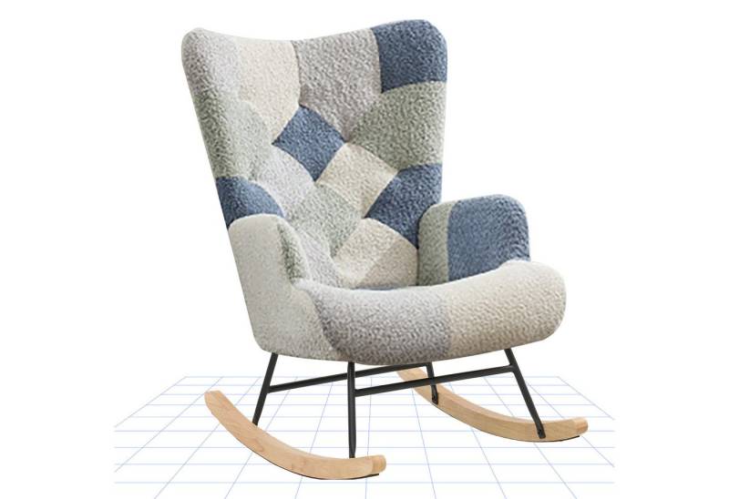 FLEXISPOT Schaukelstuhl mit Hoher Rückenlehne & Fußstütze, Relaxsessel, Schaukelsessel (Moderner Schwingsessel mit Holzkufen, mit Seitentasche), Gepolsterter Relaxsessel für Wohnzimmer & Schlafzimmer von FLEXISPOT