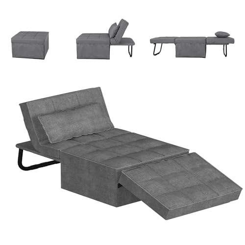FLEXISPOT Sessel Wohnzimmer Sessel mit hocker Schlafsessel Klappbar mit bettfunktion mit schlaffunktion umwandelbarer Stuhl Bett ausziehbarer Schlafsessel Belastbar bis 300kg, Grau von FLEXISPOT