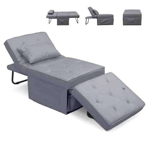 FLEXISPOT Sessel Wohnzimmer Sessel mit hocker Schlafsessel Klappbar mit bettfunktion mit schlaffunktion umwandelbarer Stuhl Bett ausziehbarer Schlafsessel Belastbar bis 300kg, Grau von FLEXISPOT